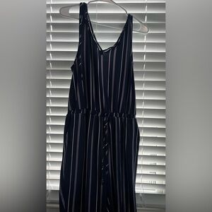 Shosho Navy and White Striped Jumpsuit